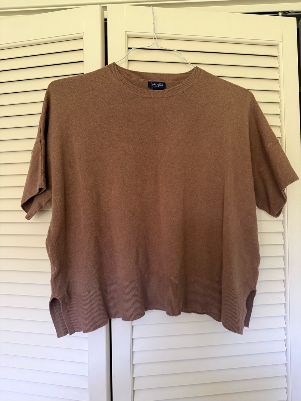 Splendid Brown Ribbed Hem Tee Small